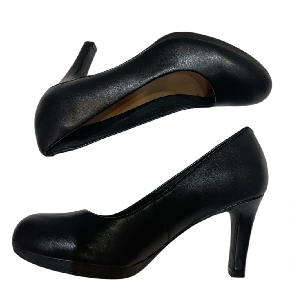 CLARKS AMBYR JOY WOMENS BLACK LEATHER PUMPS SZ 6M EUC - Picture 7 of 14